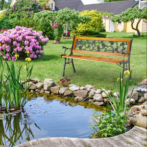 Garten Living Gartenbank Rosen aus Kunststoff, Massivholz und Gusseisen